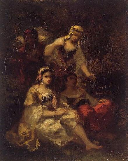 Narcisse Virgilio Diaz Four Spanish Maidens Sweden oil painting art